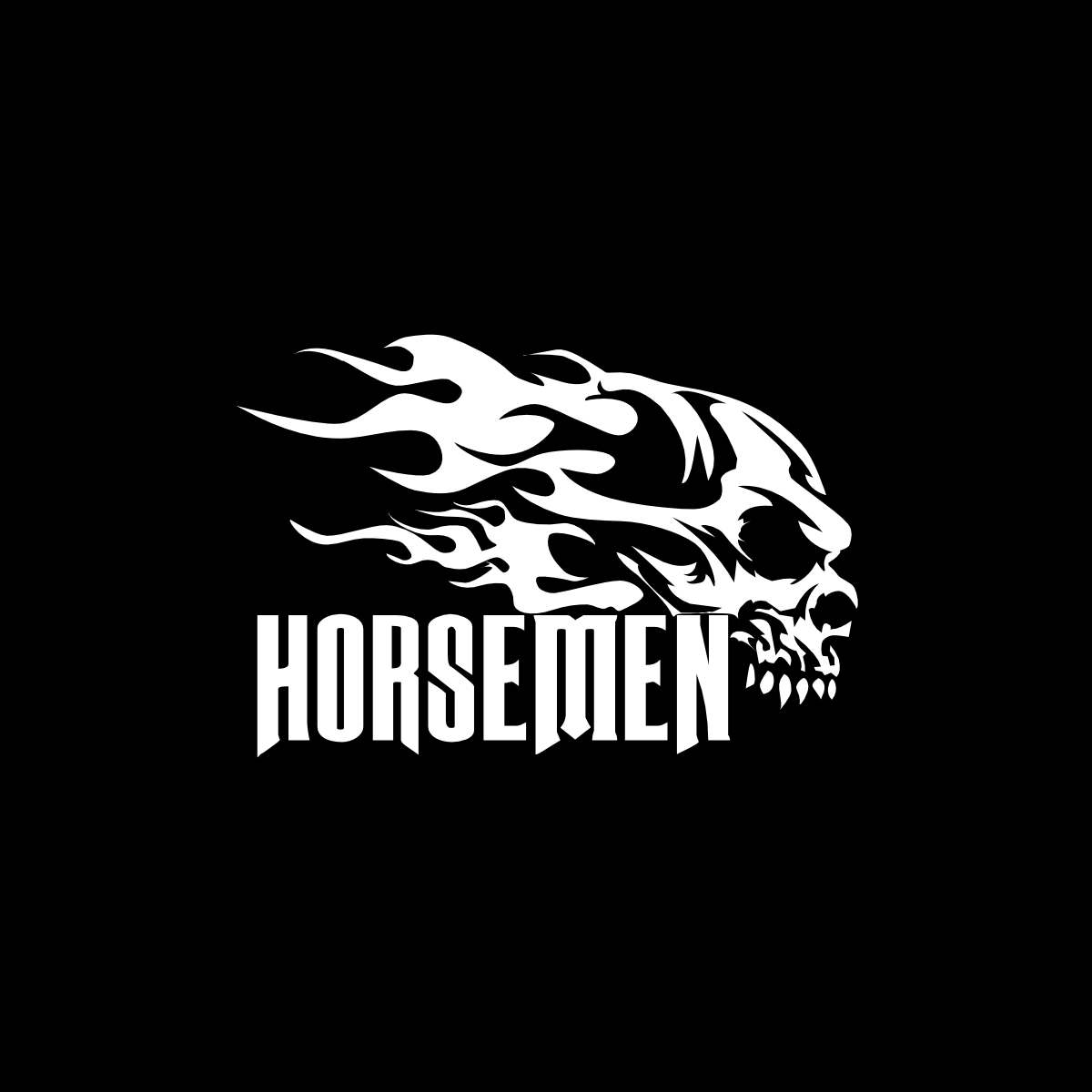 Horsemen collection card logo in white on black